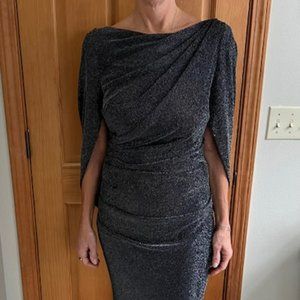 "Jenna" Metallic Cowl Neck 3/4 sleeve drape back